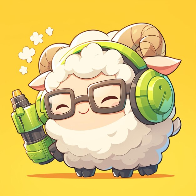 Vector a sheep broadcaster cartoon style