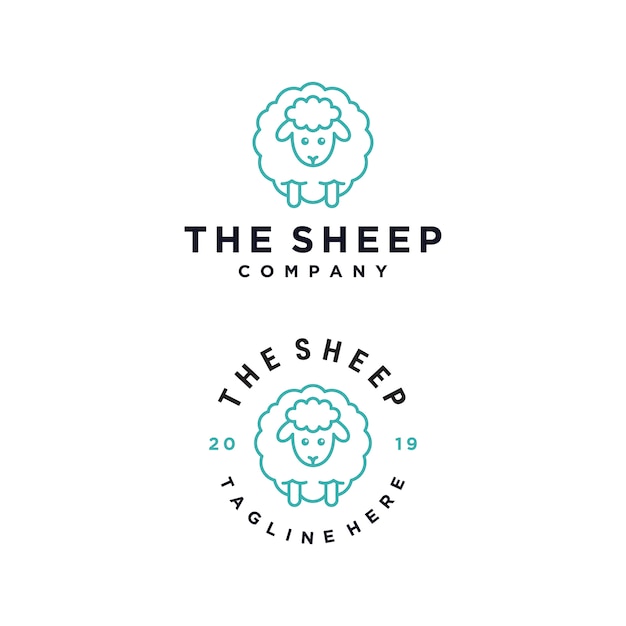 Vector the sheep cartoon character vector logo design template