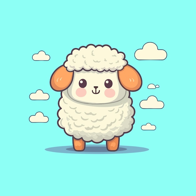 Sheep and clouds cute vector