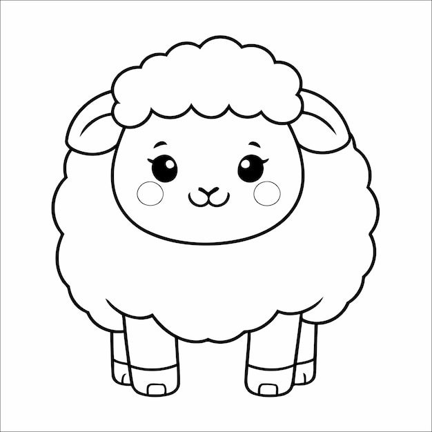 Sheep Coloring Page Drawing For Children
