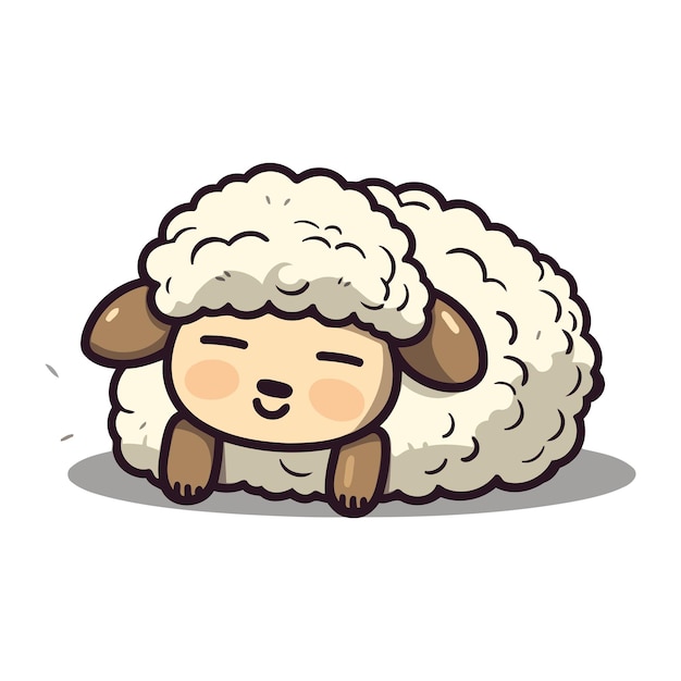 Vettore sheep cute character cartoon design vector illustration isolato su sfondo bianco