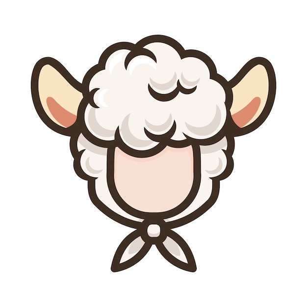 Иконка головы в капюшоне с овечьим ухом на белом фоне Векторная иллюстрация