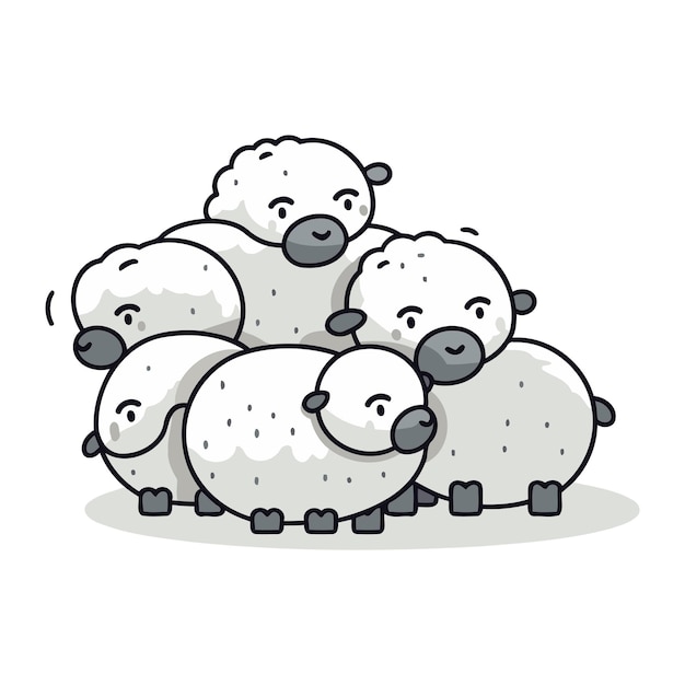 Vector sheep family cute cartoon sheeps vector illustration