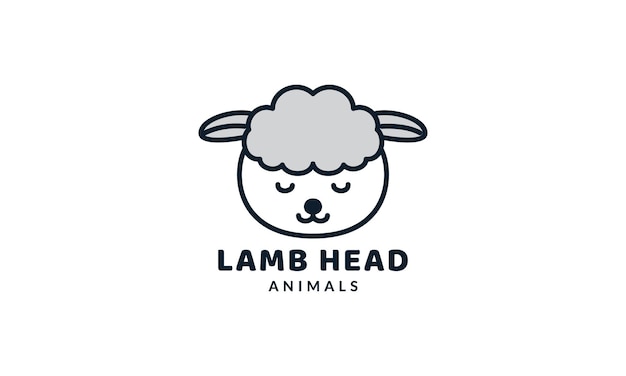 Sheep or goat head sleep cute cartoon logo vector  illustration