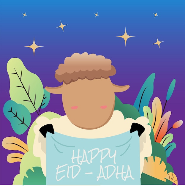 Vector sheep happy eidadha