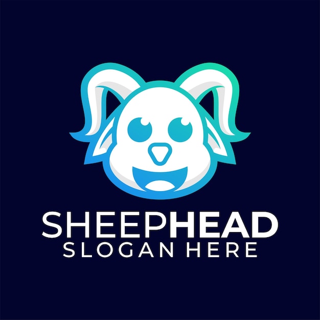 Logo del design del contorno della testa di pecora