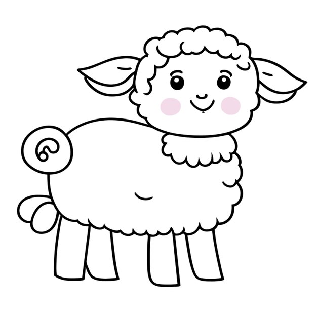 Vector sheep for kids vector illustration line art