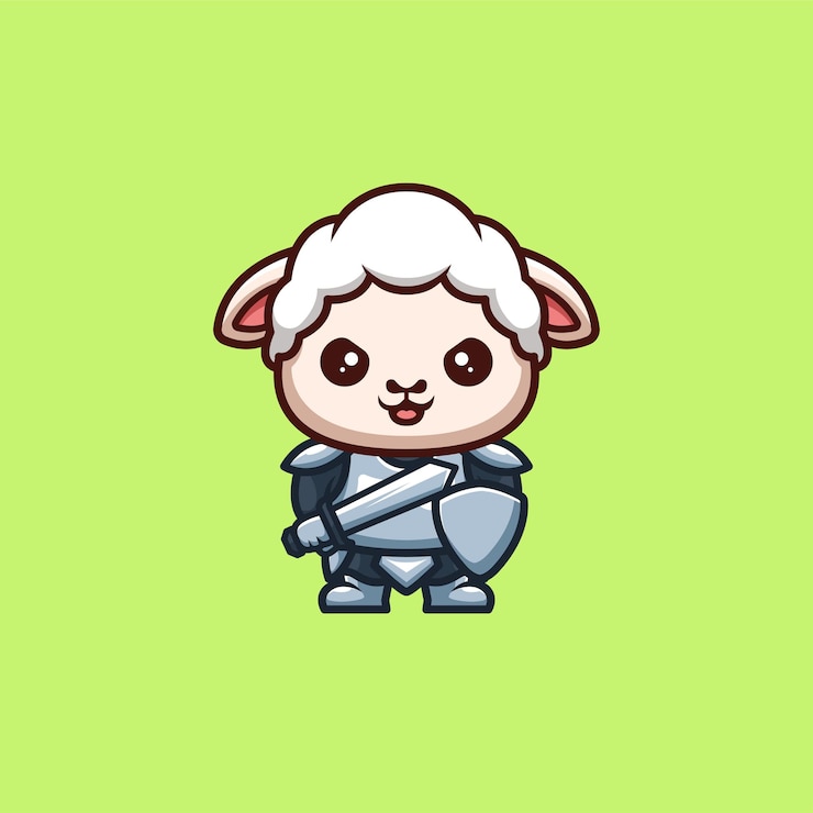 वेक्टर sheep knight cute creative kawaii cartoon mascot logo