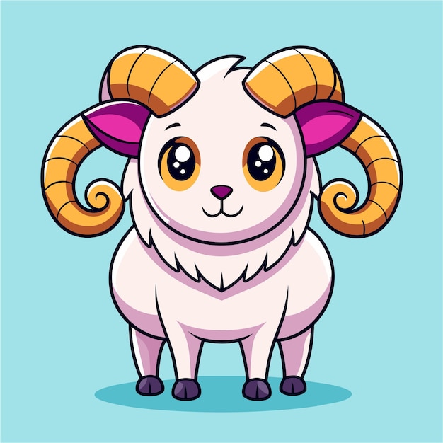 Vector sheep lamb ovis aries ram goat lambkin hand drawn cartoon character sticker icon concept isolated