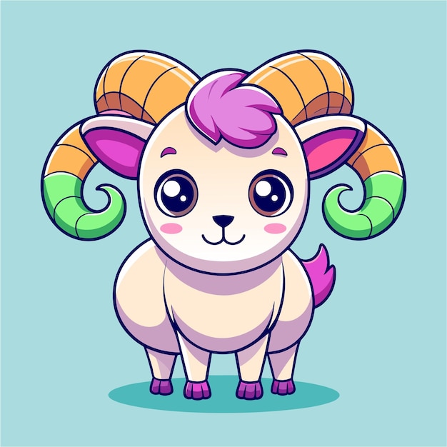 Vector sheep lamb ovis aries ram goat lambkin hand drawn cartoon character sticker icon concept isolated