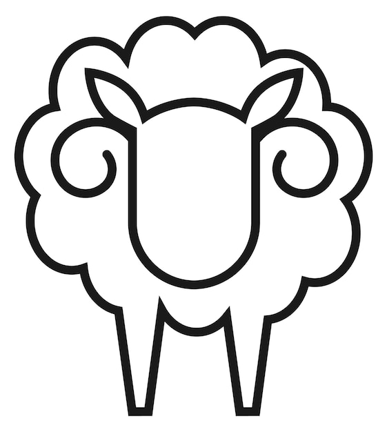 Значок линии овец Симпатичный символ сельскохозяйственных животных на белом фоне