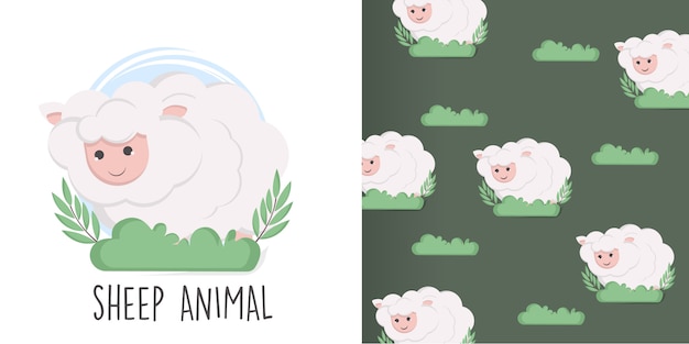 Vector sheep seamless pattern