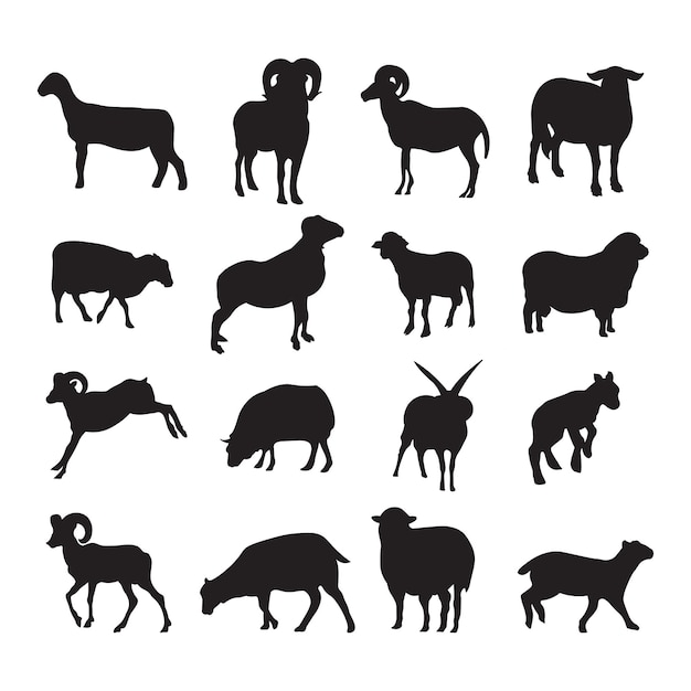 Набор векторных иллюстраций силуэта овцы