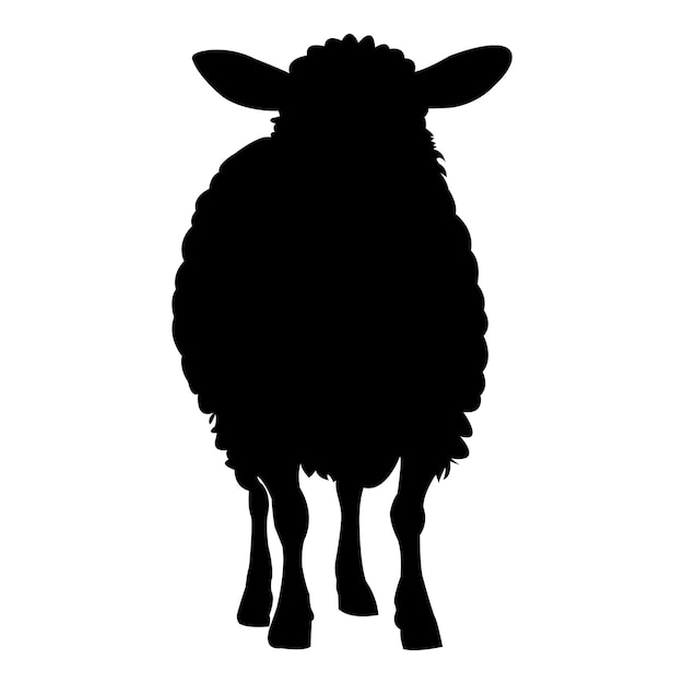 A Sheep Silhouette on White Background