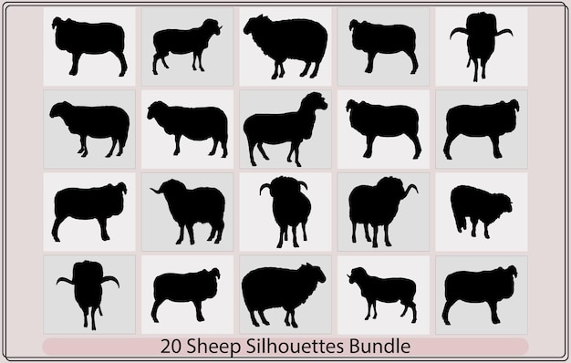 Sheep Silhouette양 아이콘서 있는 포즈가 있는 양 실루엣Lamb or Sheep icon