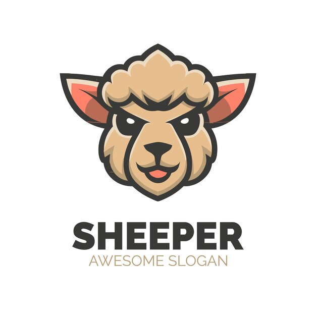 Vector sheep simple logo design illustration