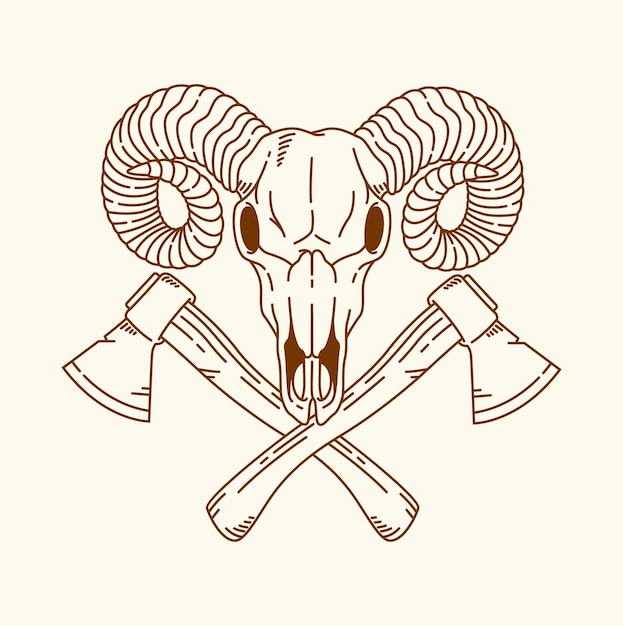 Vector sheep skull line art illustration vector