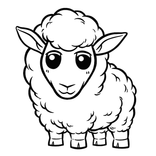 Vector a sheep with black eyes is standing on a white background.