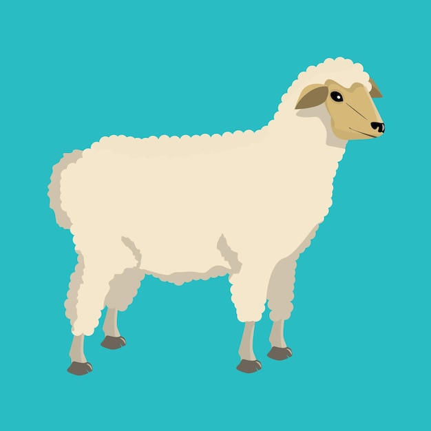 Sheep with flat and solid color design