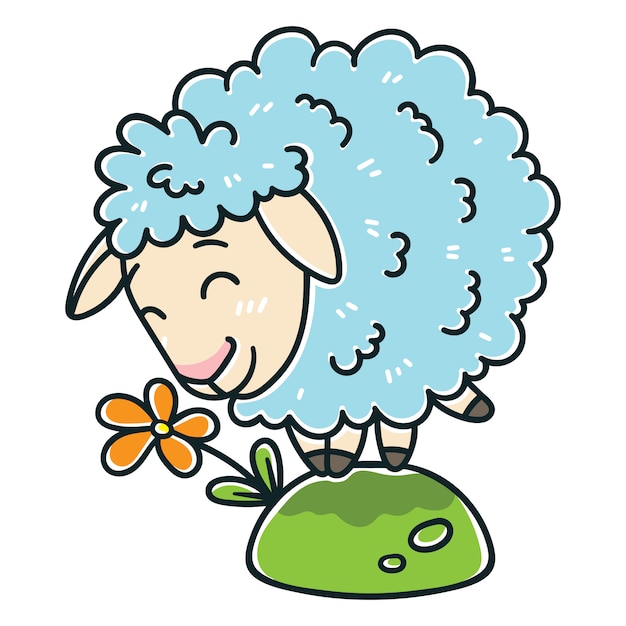 Sheep with a flower.