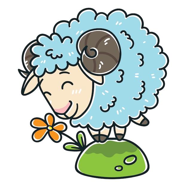 Vector sheep with a flower.