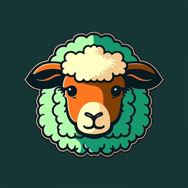 A sheep with a green head and a white face.