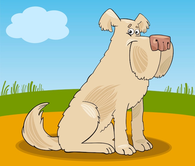 Vector sheepdog shaggy dog cartoon illustration