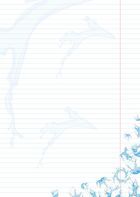 Vector sheet from a notebook with drops and splashes of water