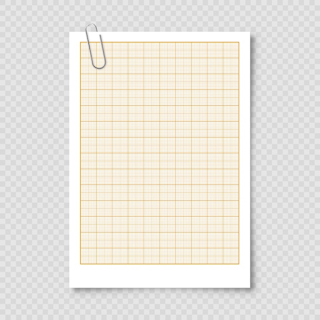 Vector sheet of graph paper with grid millimeter paper texture geometric pattern orange lined blank for