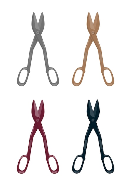 sheet metal cutting shears 4 color of silver vector illustration