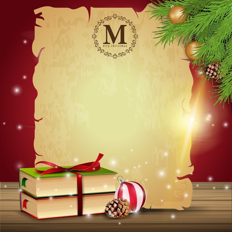 Vector a sheet of old paper with a christmas book 