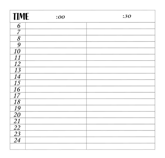 A sheet of paper that says time on it