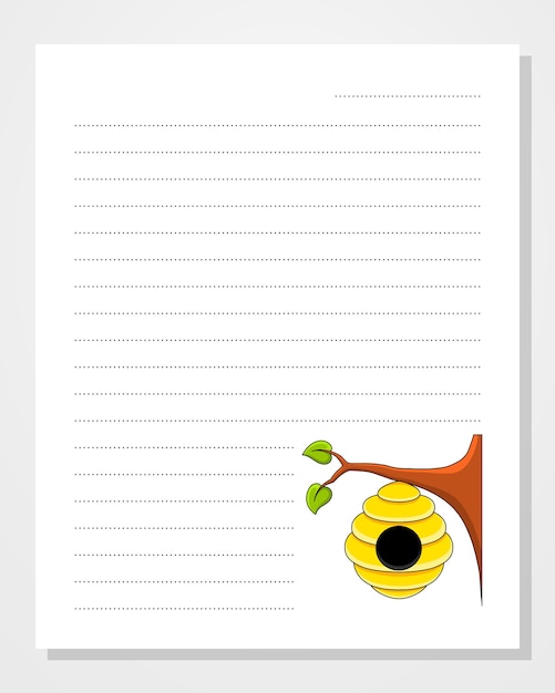 Sheet template for notebook notepad diary Lined paper With cute character Cartoon style