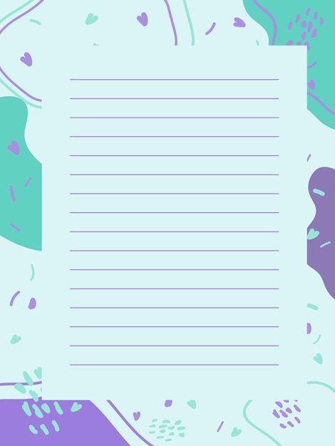 a sheet for writing on a background with different free elements