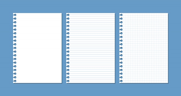 Vector sheets of paper from a notebook or notepad