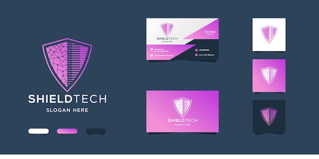sheld tech logo ontwerpsjabloon en visitekaartje