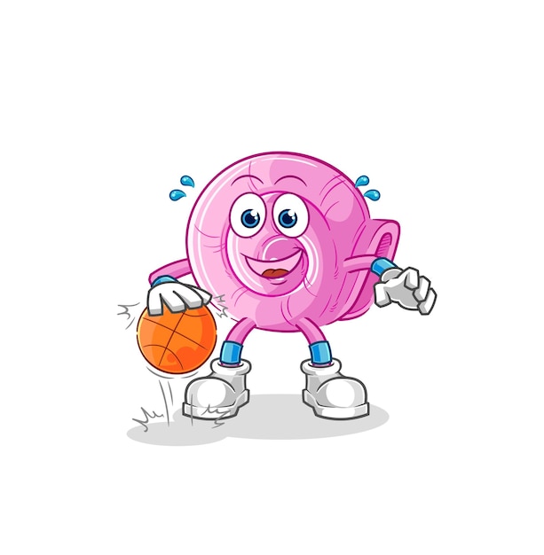 Shell dribble basketball character cartoon mascot vector