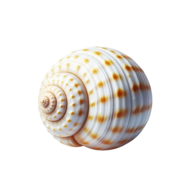 Vector a shell is shown in its natural form with white and yellow pattern