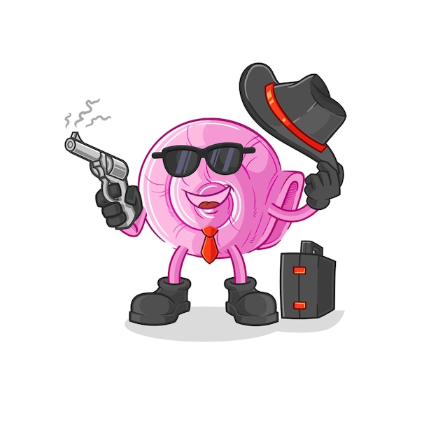 Vector shell mafia with gun character cartoon mascot vector