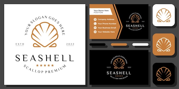 Shell capesante sea ocean seashell mollusco frutti di mare pearl conch oyster vector logo design biglietto da visita