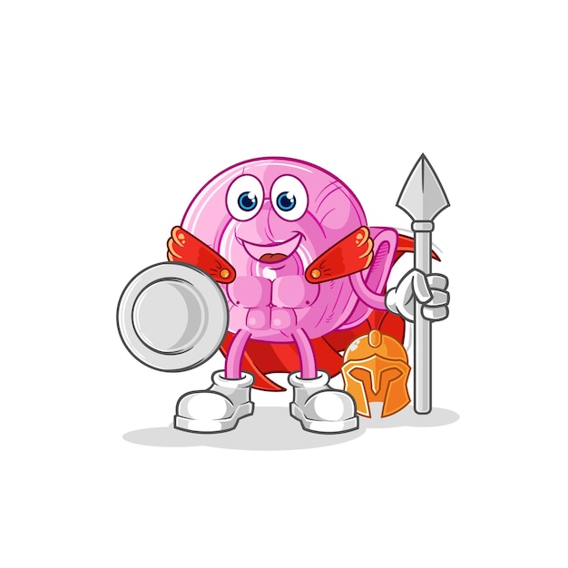 Shell spartan character cartoon mascot vector