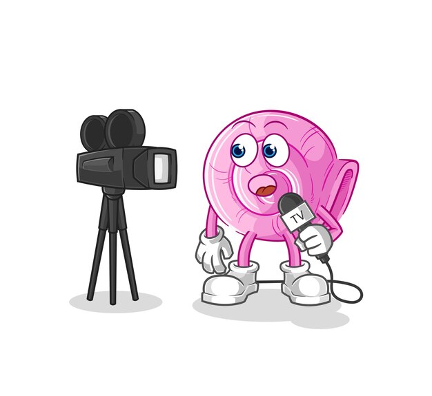 Vector shell tv-verslaggever cartoon cartoon mascotte vector