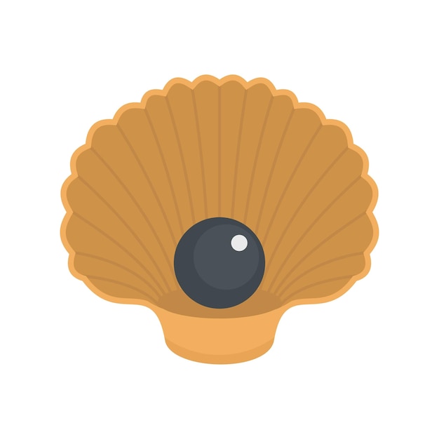 Shell with pearl icon Flat illustration of shell with pearl vector icon for web