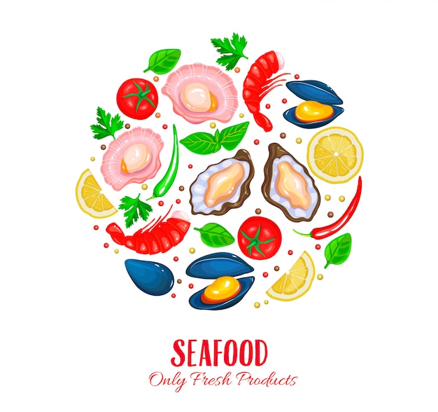 Vector shellfish poster.