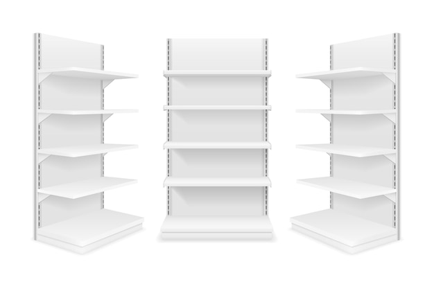 Vector shelving rack for store trading empty template