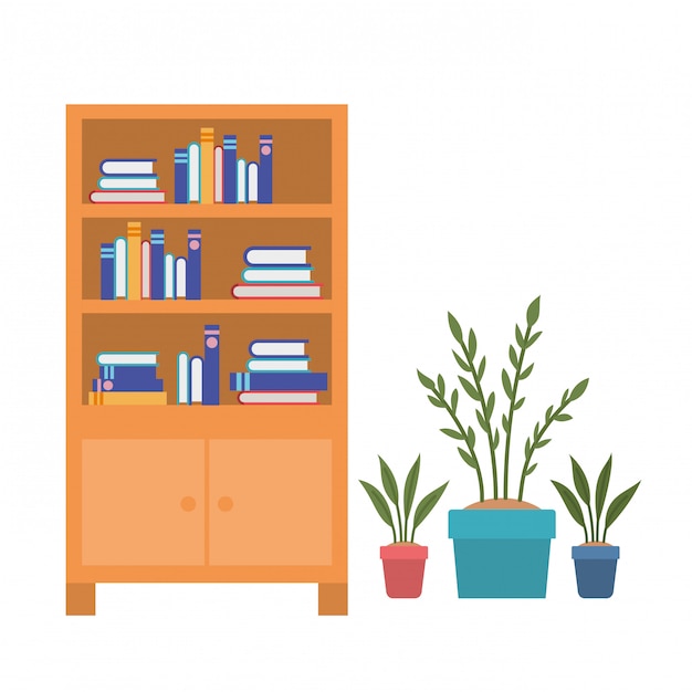 Shelving with books on white