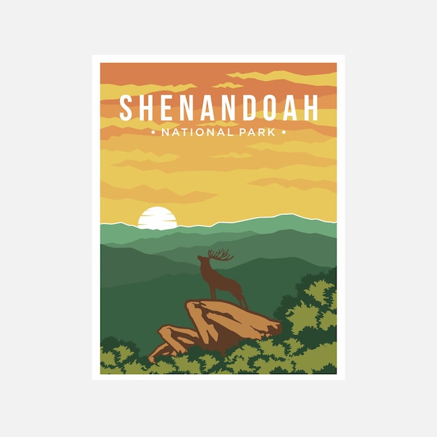 Вектор Векторный иллюстрационный дизайн плаката национального парка шенандоа