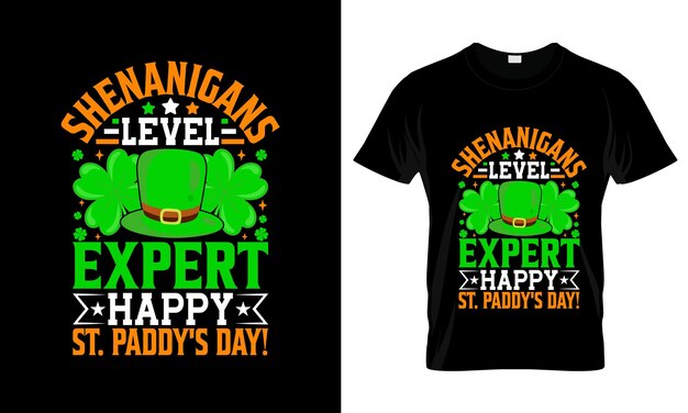 シェナニガンのレベルのエキスパート ハッピーカラフルグラフィックTシャツ StPatricks Day Tシャツデザイン