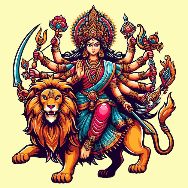 Vector sherawali mata navratri pujaviering