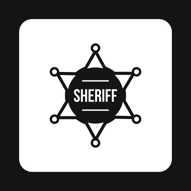 Sheriff badge icon in simple style isolated on white background Police symbol